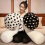 Mushroom pillow plush home decoration black 7