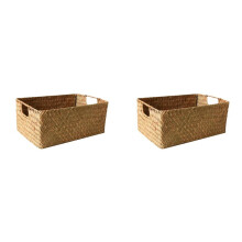 2X Woven Seagrass Basket - Natural Straw Wicker Storage for Fruit, Bread, Towels Ideal for Home & Kitchen, A