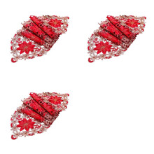 3X Christmas Table Runner, Poinsettia Holly Leaf Embroidered Table Linens for Christmas Decorations 15 X 59 Inch