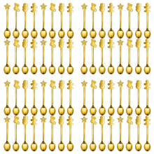 64Pcs Christmas Decorations for Home Stainless Xmas Coffee Spoons Dessert Spoon Tableware Kitchen New Year Gifts Gold