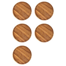 5X Round Wood Tray,Wooden Serving Tray,Serving Platter,Appetizer Charcuterie Board,for Kitchen/Countertop A