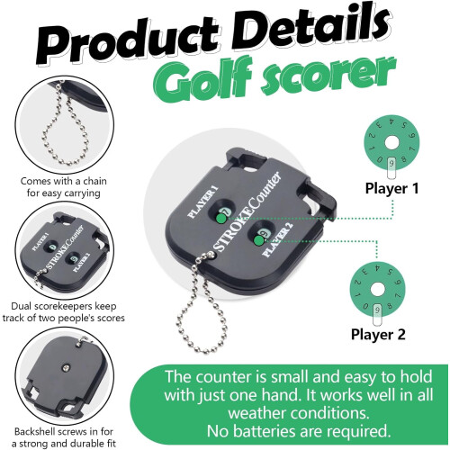 Golf stroke counter keychain 10-pack digital tally 2
