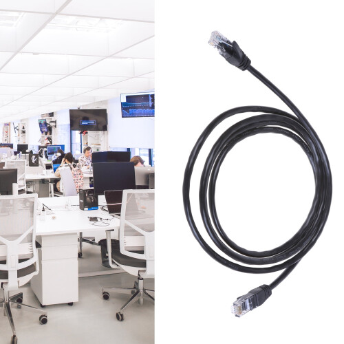 Svart Ethernet-kabel CAT6 Flat 2m 2