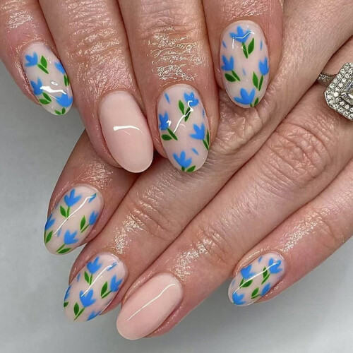 Almond Press-on Nails Glossy Natural Full Cover 1