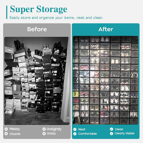 Plastic shoe storage boxes with lids 12-pack 2