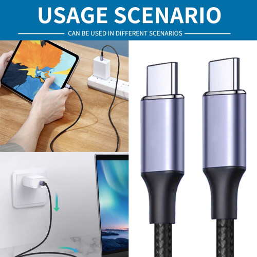 Καλώδιο USB C σε C Γρήγορη φόρτιση 100W Πλεγμένο νάιλον 480Mbps 1