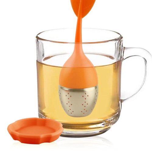 Infusore per tè in silicone con coperchio e rete in acciaio inossidabile 2