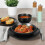Matte Black Double Bowl Plates and Bowls Set 16 Piece 5