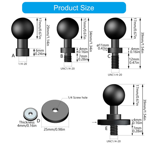 Skrueadapter for DSLR- og smarttelefonfester 17 mm til 2