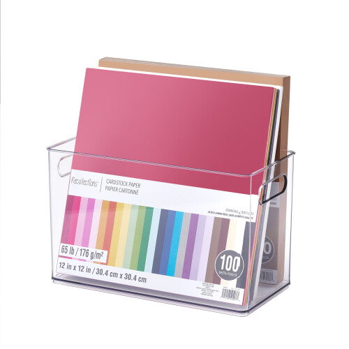 Bac de rangement transparent 13 x 6,5 pouces avec poignées empilable 1