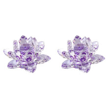 2X F Kristall-Lotusblumen-Figur, Valentinstag-Hochzeitsdekoration, Glaskunst-Sammlung, Briefbeschwerer, Tischdekoration, Souvenir, Geschenk
