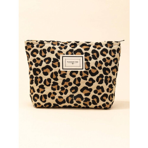 Make-uptas met luipaardprint voor dames, waterdicht, grote inhoud 2