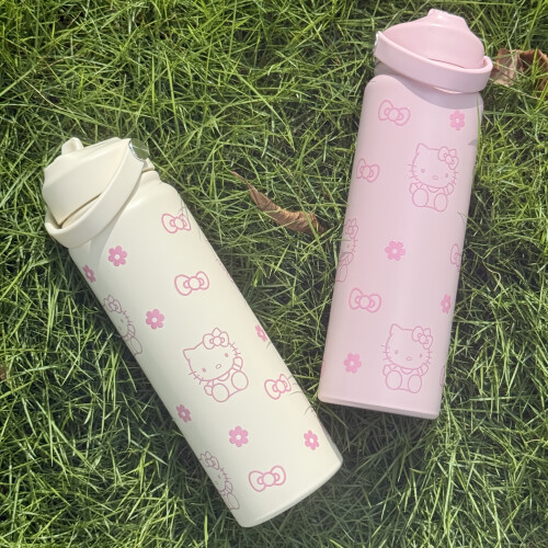 Hello Kitty vattenflaska i rostfritt stål 800 ml rosa rosett 1