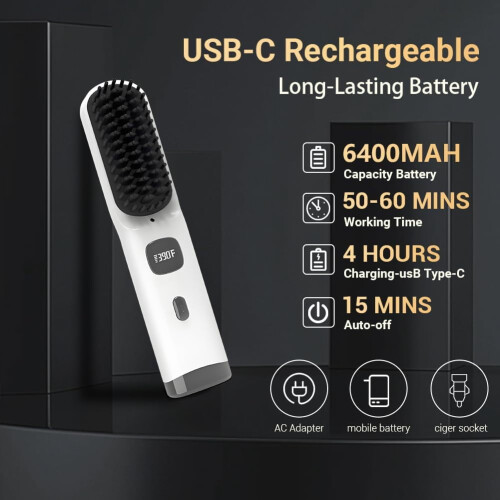 Langaton suoristusharja USB-ladattava violetti 2
