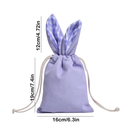 Bolsa para cesta de Pascua de lona morada con cordón, reutilizable 1