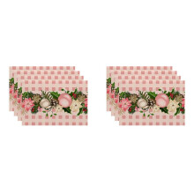 8 Stück Weihnachtsbäume, Schnee, Rosa, Weihnachts-Tischsets, Winter-Tischsets für Küche, Esszimmer, Dekoration J