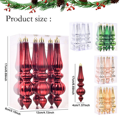 Weihnachtsbaumschmuck aus Kunststoff, konisch, 6 Stück 2