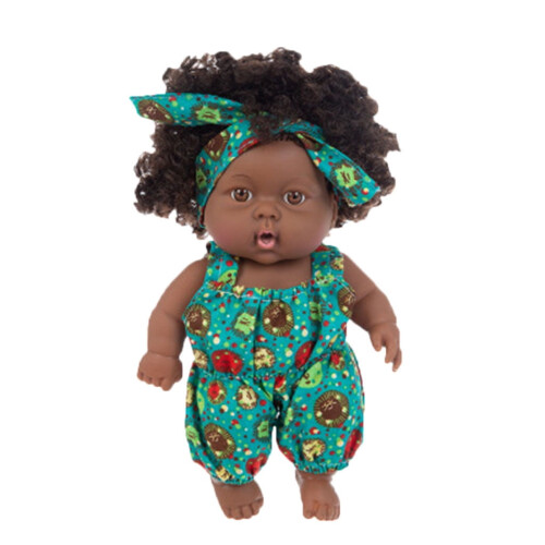 Bambola neonata nera da 20 cm con vestiti 1