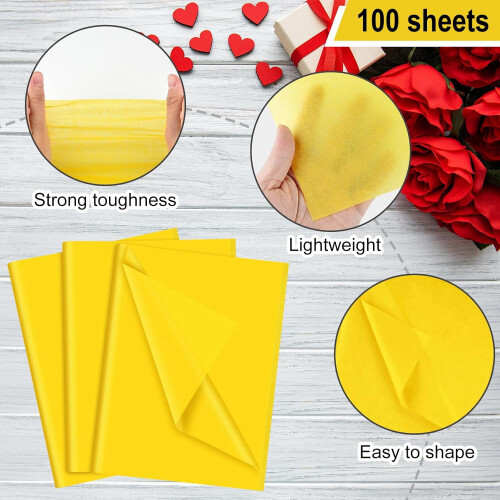 Papier de soie jaune 20 x 14 pouces, 100 feuilles 2