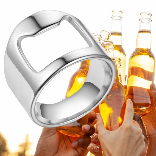 Bierflaschenöffnerring aus Titanstahl, 1 Stück 2