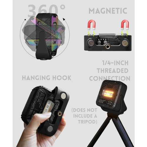 Lampe de travail LED rechargeable magnétique, 7 modes, rotative à 360 1