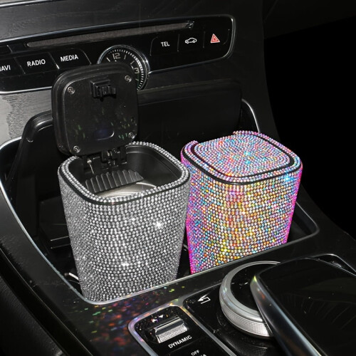 Cestino per auto con coperchio e dettagli a forma di diamante, 1 pezzo 1