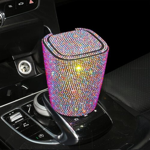 Cestino per auto con coperchio e dettagli a forma di diamante, 1 pezzo 2