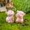Conjunto de 8 figuras de porquinho rosa em resina, 6 cm (2,36 polegadas) 4