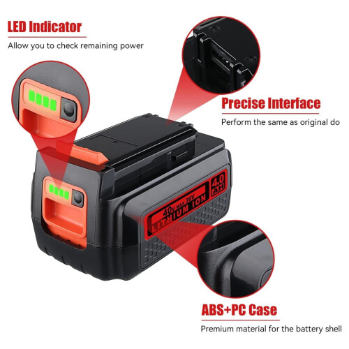 40V 4.0Ah Replacement Battery for Black+Decker LBX2040 1