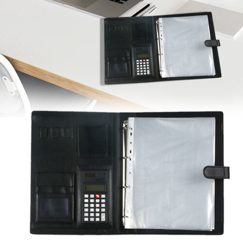 Δερμάτινο padfolio A4 με ντοσιέ 3 δακτυλίων, αριθμομηχανή πρόχειρου 1