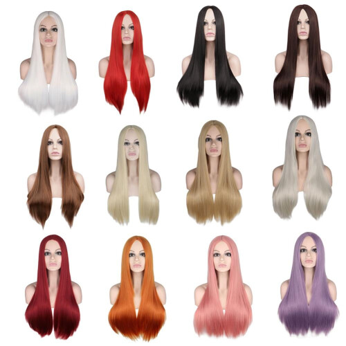 Parrucca sintetica lunga e liscia, ideale per costume di Halloween. 1