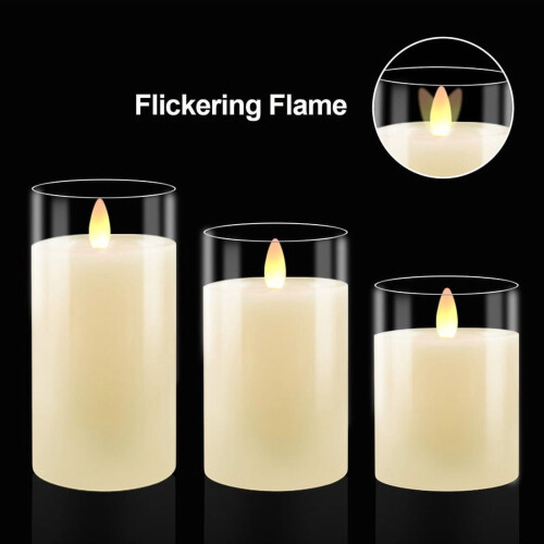 Vlamloze LED-kaarsen van glas met timer (3 stuks) 2