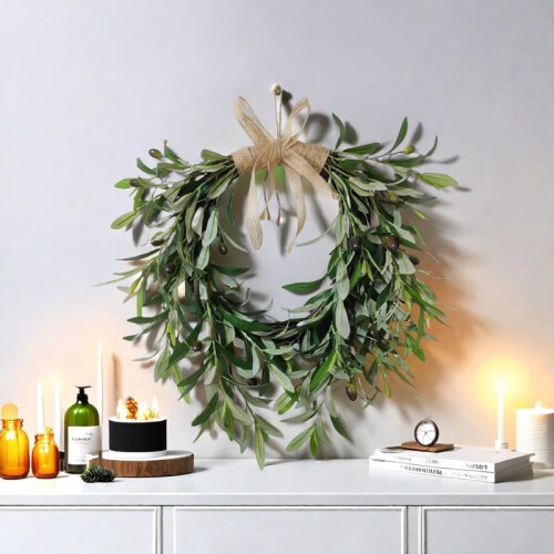 Ghirlanda di olive artificiali a forma di cuore, 56 cm (2 pezzi) 2