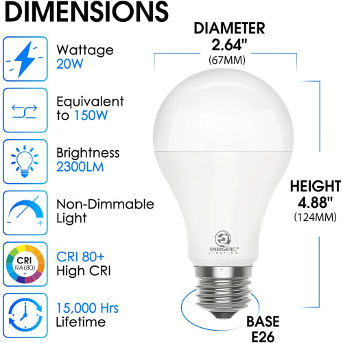 Λάμπα A21 Daylight 5000K2300LM E26 Base 4Pack 1