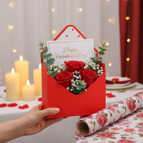 Valentinsbriefumschläge, romantisches Blumendesign, 8 Stück, dick 2