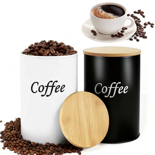 Schwarzer runder Kaffeebehälter aus Eisen, 5,5" x 3,7" 2