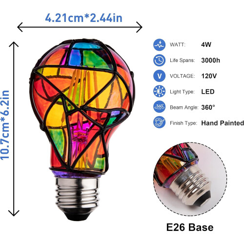 Λαμπτήρας βιτρό 4W120V με μωσαϊκό ουράνιου τόξου 1