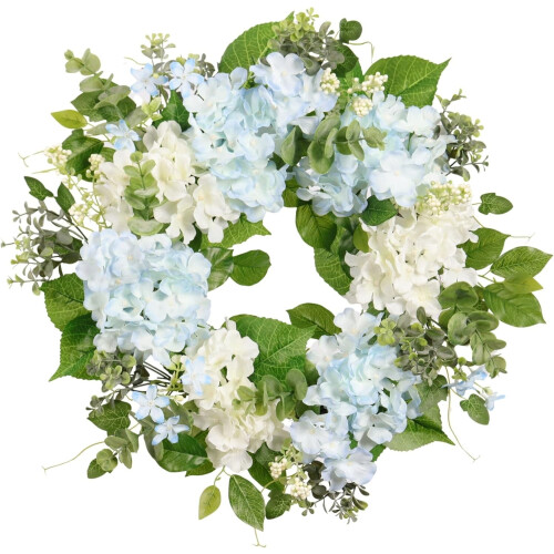 Forårskrans kunstig hortensia eukalyptus 20 cm 1