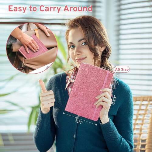 Glitter Pens and Notepads Set A5 Hardcover Diary 200 Lined 1