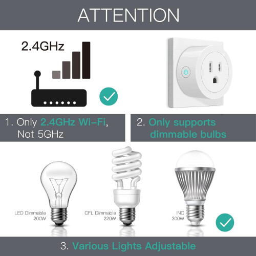 Έξυπνο βύσμα Dimmer συμβατό με το Tuya Alexa Google2-Pack 2