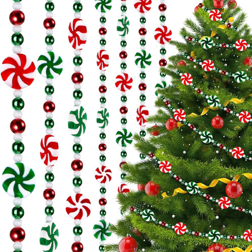 Kerstslinger van zuurstokken met pepermuntornamenten, 4 1