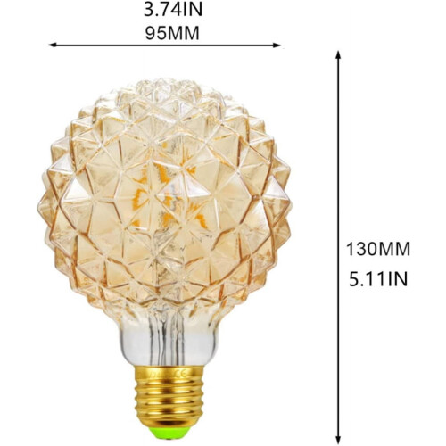 Λάμπα Edison Retro με ανανά 4W2700K E26 σε κεχριμπαρένιο γυάλινο κουτί 2