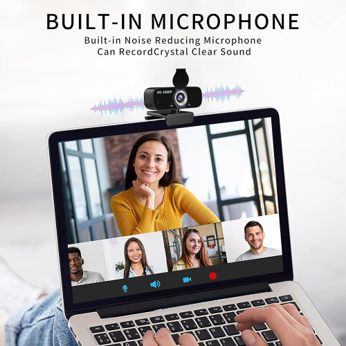 Webcam Full HD 1080p para PC com microfone com cancelamento de ruído e tripé. 2
