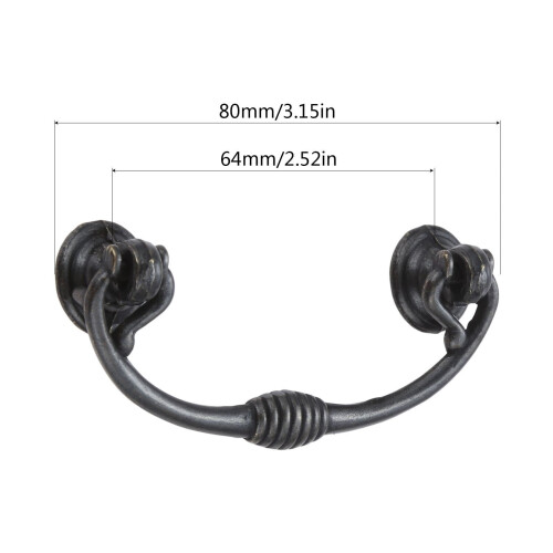 Schwarzer, antiker bronzefarbener Holzkisten-Ziehgriff, 64 mm oder 96 mm 1