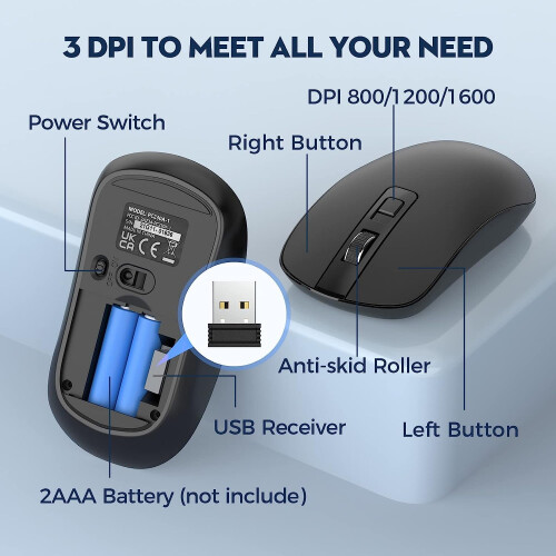 Combo tastiera e mouse wireless 2.4G ergonomica con clic silenzioso 2