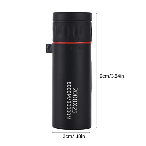 Telescópio monocular com ampliação de 2000x e objetiva de 25 mm. 2