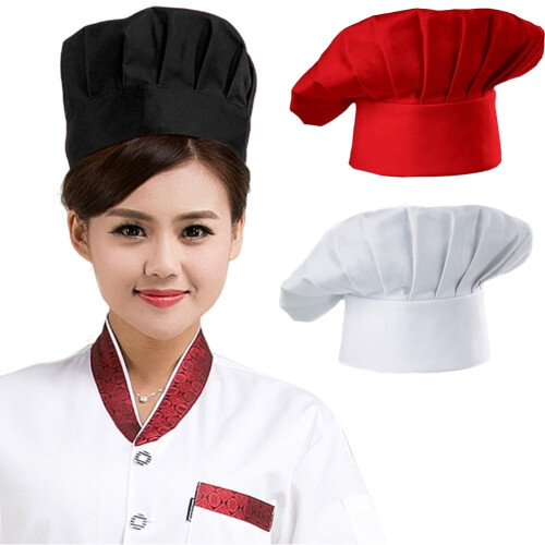 Toque de chef unisexe rouge élastique ajustable 2