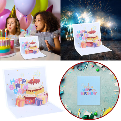 Geburtstagskarte, 3D-Pop-Up-Kuchen-Design, 1 Stück 1