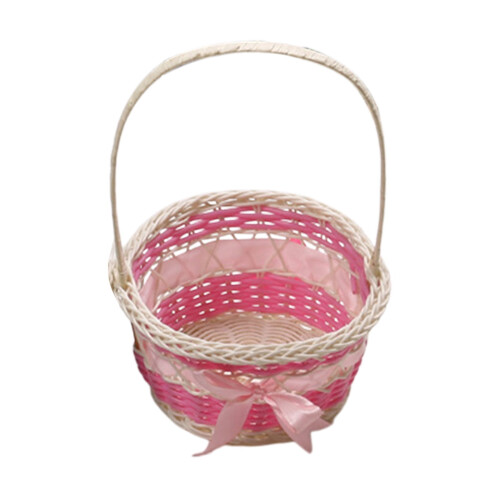 Cesta de Páscoa redonda de plástico trançado com alça (1 peça) 1