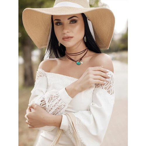 Κολιέ Boho για γυναίκες από σουέτ δέρμα 1 τεμ. 2
